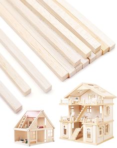 the model house is made out of wood and ready to be assembled with other pieces