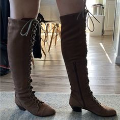 Got These Boots Back In 2012. They Have Held Up Very Well With Some Wear To The Soles And Heels And Light Marks To The Suede (See Photos). Jeffrey Campbell Shoes, Hold Ups, Jeffrey Campbell, Very Well, Lace Up Boots, Shoe Laces, Brown And Grey, Free People, Lace Up