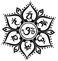 the symbol for hindus in black and white, with an om shant on it