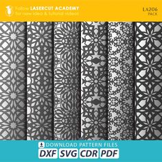 six laser cut paper patterns for laser cutting