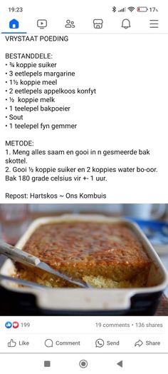 the recipe is displayed on an iphone screen