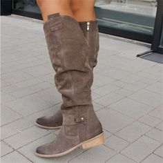 Category:Boots; Upper Materials:Faux Suede; Season:Spring,Fall,Winter; Heel Type:Block Heel; Gender:Women's; Toe Shape:Round Toe; Type:Knee High Boots; Style:Vintage,Casual,Comfort; Heel Height(inch):1-2; Outsole Materials:Rubber; Occasion:Daily,Work; Pattern:Solid Color; Listing Date:10/08/2023; Production mode:Self-produce; 2024 Trends:Suede Shoes,Cowboy Boots,Slouchy Boots; Foot Length:; Foot Width:; Heel Height:Low Heel Boots 2024, Winter Heels, Work Pattern, Slouchy Boots, Boots Platform, Boots Style, Female Style, Suede Boots Knee High, Pointed Toe Boots