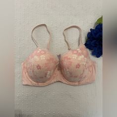 Nwt Victoria Secret Bra Pink Full Cup Padded Bra, Pink Full Cup Bra With Padded Cups, Pink Fitted Underwire Bra, Fitted Pink Underwire Bra, Fitted Pink Bra, Spring Pink Padded Bra, Victoria's Secret Spring Padded Bra, Victoria's Secret Padded Bra, Victoria's Secret Padded Bra For Spring