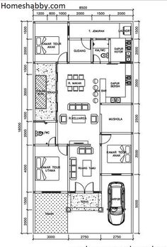 the floor plan for a two bedroom house with an attached kitchen and living room area