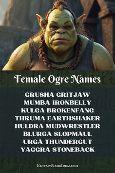 Discover the origins and meanings behind these names, and learn how they can infuse your characters with depth and authenticity. Female Ogre, Fantasy Worlds, Ancient Forest, Name Ideas, Warhammer Fantasy, Character Names, Baby Boy Names