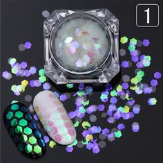 $1.99 Hexagon Colorful Nail Glitter Sequins for Manicure | BeautyBigBang Fish Scale Nails, America Nails, Nails Clean, Nail Sequins, Nail Designs Pictures, Manicure Nail Art