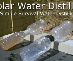 two water dispensers sitting on top of cement blocks