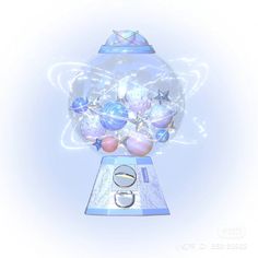 an image of a snow globe with rings and stars on it's display stand