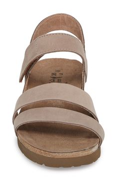 Comfortable Wedge Sandals With Cork-bed Midsoles, Comfortable Wedge Sandals With Leather Footbed, Cushioned Cork Wedge Sandals With Round Toe, Comfortable Cork Footbed Sandals With Arch Support, Cork Wedge Sandals With Leather Footbed, Shoes For Wide Feet Woman, Shoes For Wide Feet, Wedge Sandal, Wet And Dry