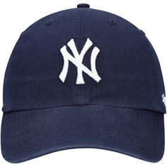 the new york yankees'47 clean - up cap is shown in navy blue and white