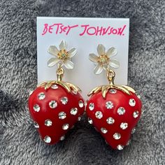 Super Cute And Fun Chic Red Summer Jewelry, Chic Red Earrings For Summer, Grape Earrings, Lemon Flowers, Ombre Earrings, Flamingo Earrings, Cocktail Earrings, Pom Pom Earrings, Betsey Johnson Earrings