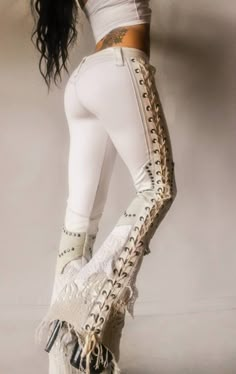 Concert Pants, Corset Pants, Toxic Vision, Moda Jeans, White Corset, Styl Boho, Looks Style