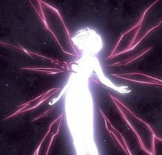 an animated image of a woman standing in the dark