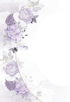 a white background with purple flowers on it