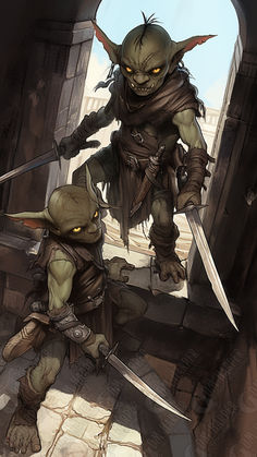 an image of two people in the middle of a tunnel holding swords and looking at each other