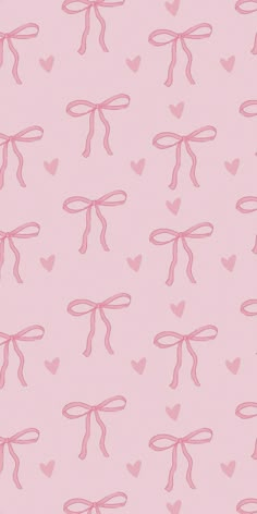 pink bows and hearts on a light pink background for wallpaper or wrapping paper,