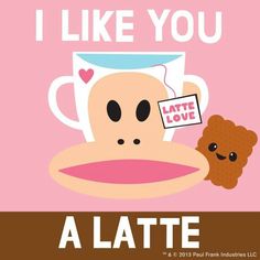 i like you poster with a cute monkey holding a coffee cup and a teddy bear