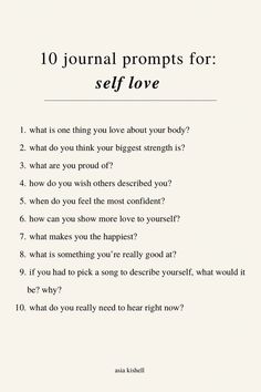 📓💖 Nourish Your Soul with Self-Love! ✨ Explore this collection of '10 Journal Prompts for Self-Love | Self-Care.' These prompts are crafted to guide you on a journey of self-reflection, compassion, and love. Ready to nurture the most important relationship – the one with yourself? Share your insights or your favorite prompts below! 👇 #SelfLoveJournaling #JournalPrompts Journal Prompts For Self Love, Prompts For Self Love, Mindfulness Journal Prompts, Journal Inspiration Writing, Healing Journaling, Gratitude Journal Prompts, Daily Journal Prompts, Self Care Bullet Journal, Writing Therapy