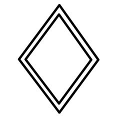 a black and white line drawing of a diamond shape with the center diagonal facing down