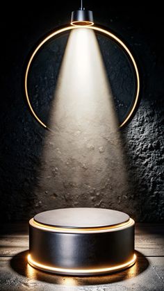 a light that is on top of a round object in the middle of a room