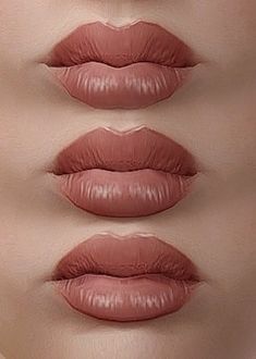 three lips with different shapes and colors are shown in the image, one is pink