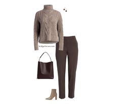 How to Wear Brown Pants - Bridgette Raes Style Group Tweed Pants Outfit Women, Brown Pants Outfit For Work, Brown Trousers Outfit Women, Pant Outfits For Women, Slacks Outfit, Dark Brown Pants, Brown Slacks