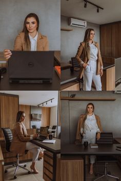 two women are sitting at their desks in an office and one woman is on her computer