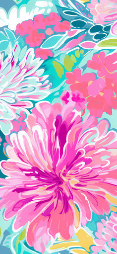 an abstract floral background with pink and blue flowers