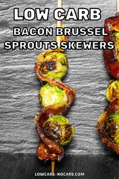 Roasted Brussels Sprouts With Bacon Recipe Skewers Style Brussels Sprouts With Bacon Recipe, Roasted Brussels Sprouts With Bacon, Inspired Taste, Caveman Diet Recipes, Leftover Breakfast, Keto Veggies, Keto Vegetables, Brussels Sprouts With Bacon, Best Keto Meals