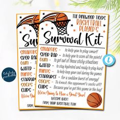 EDITABLE Basketball Survival Kit Printable, Basketball Player Gift, Team Kids School Sports, Basketball Snack Treat Tags, Team Idea TEMPLATE Basketball Spirit Ideas, Basketball Survival Kit Ideas, Basketball Team Snack Ideas, End Of Season Basketball Gifts Kids, Basketball Snacks For Team, Basketball Treats For Team, Coach Survival Kit, Senior Gift Ideas High School Sports, Basketball Gifts For Players