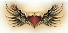 an artistic heart with wings on a white background