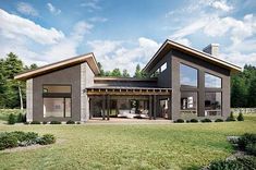 this is an artist's rendering of a modern house in the country side view