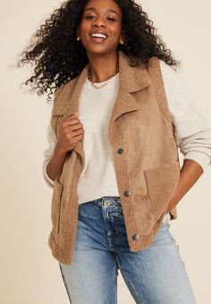 Plus Size Shearling Sherpa Vest - Materials & Care:imported - 100% polyester - machine wash Maurices Plus Size, Sherpa Vest, Curvy Jeans, Outerwear Vest, List Style, A Plus, Online Accessories, Hat Hairstyles, Favorite Things List