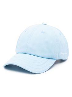 baby blue cotton twill weave tonal stitching six-panel construction oval crown embroidered logo to the side curved peak adjustable strap to the rear Baby Blue Hat, Blue Baseball Cap, Versace Outfit, Twill Weave, Demi Fine Jewelry, Blue Hat, Summer Beach Wear, Ballet Flat Shoes, Embroidery Logo