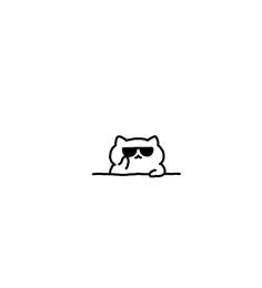 a black and white drawing of a cat wearing sunglasses