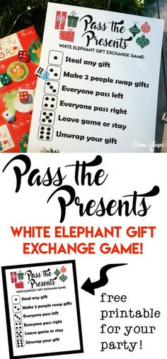 a white elephant gift exchange game for pass the presents