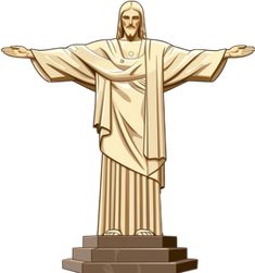 the statue of jesus christ is standing on steps