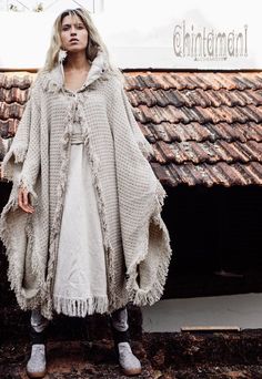 ⫸ We ship by EXPRESS EMS now for fast & safe delivery! Festival Poncho Coat is made from off white thick cotton fabric for those chilly nights on the Playa. It is basically a very soft and warm blanket, that flows around you like a royal mantle, when you move. This amazing festival kaftan cardigan