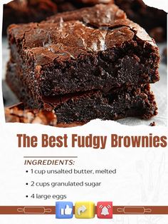 the best fudgy brownies ingredients 1 cup unsalted butter, need 2 cups granulated sugar 4 large eggs