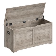 a large wooden chest with two doors open