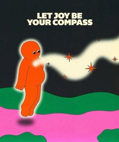 the cover art for let joy be your compass, which features an orange figure and stars