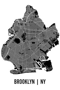 a black and white map of the city of brooklyn, new york on a white background