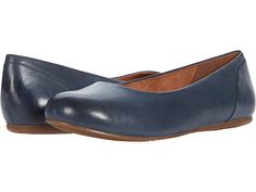 SoftWalk Sonoma - Women's Shoes : Blue Leather : The sleek and sensible SoftWalk Sonoma flat sets the bar high in comfort! Premium leather uppers with a round toe in a slip-on design. Antimicrobial fabric linings. Features a removable, antimicrobial, fabric-lined footbed with plush cushioning and arch support for all-day comfort. Flexible and slip-resistant rubber outsole. Imported. Measurements: Weight: 8 oz Product measurements were taken using size 9.5, width M (B). Please note that measureme Leather Shoes Woman, Dansko Professional Clog, Blue Shoes, Blue Leather, Clogs, Leather Women, Leather Upper, Slip On, Women Shoes