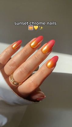 Sunset Nails, Chrome Nails Designs, Chrome Nail Powder, Cute Simple Nails, Nails 2024, Go Crazy, Dream Nails, Funky Nails, Dope Nails