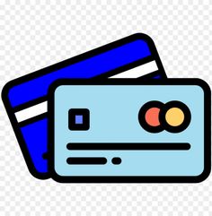 two credit cards with one blue and the other red, on a transparent background png