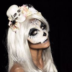 purple sugar skull makeup - Google Search Skeleton Bride, Make Up Diy, Makeup Clown, Meme Costume, Skull Face Paint, Dead Makeup