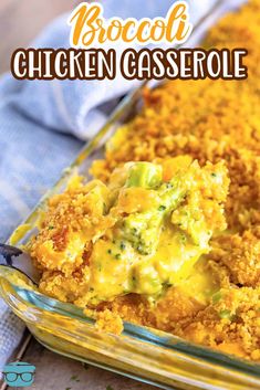 broccoli chicken casserole in a glass dish