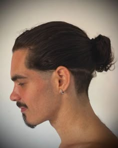 Undercut Man Bun for Long Hair Man Bun Haircut Undercut, Men’s Undercut Ponytail, Undercut Bun Mens, Long Hairstyles For Men Undercut, Man Undercut Hairstyle, Man Bun Fade Undercut Hairstyles, Male Undercut Hairstyles Long, Man Hairstyle Long Hair, Mens Hairstyles Undercut Long