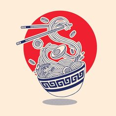 Ramen Illustration Japanese Food, Ramen Noodle Drawing, Images Pop Art, Illustration Design Graphique, Tshirt Printing Design