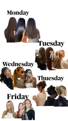 Hair styles for the week days Monday- Friday Preppy Hairstyles, Hairstyle Examples, Cute Hairstyles For School, Easy Hairstyles For Thick Hair, Hair Inspiration Long, Easy Hairstyles For School, Easy Hairstyles For Medium Hair, Dirty Blonde Hair, Medium Curly Hair Styles